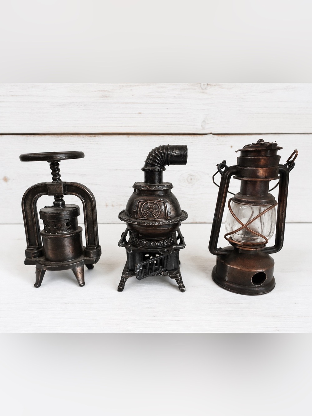 Vintage Cast Iron Pencil Sharpener Collection – Set of 3 Miniature Antique- Desk